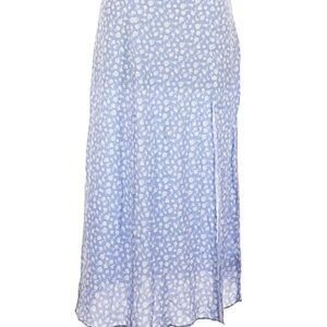 & Other Stories Blue Floral Midi Skirt w/ Side Slit | Size 8